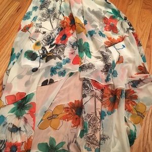 Floral print high low skirt